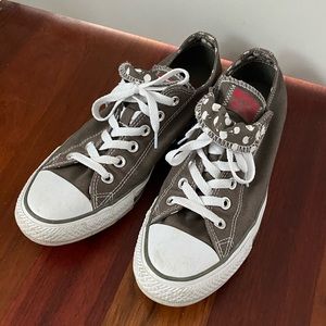 Like new converse double tongue with polka dots